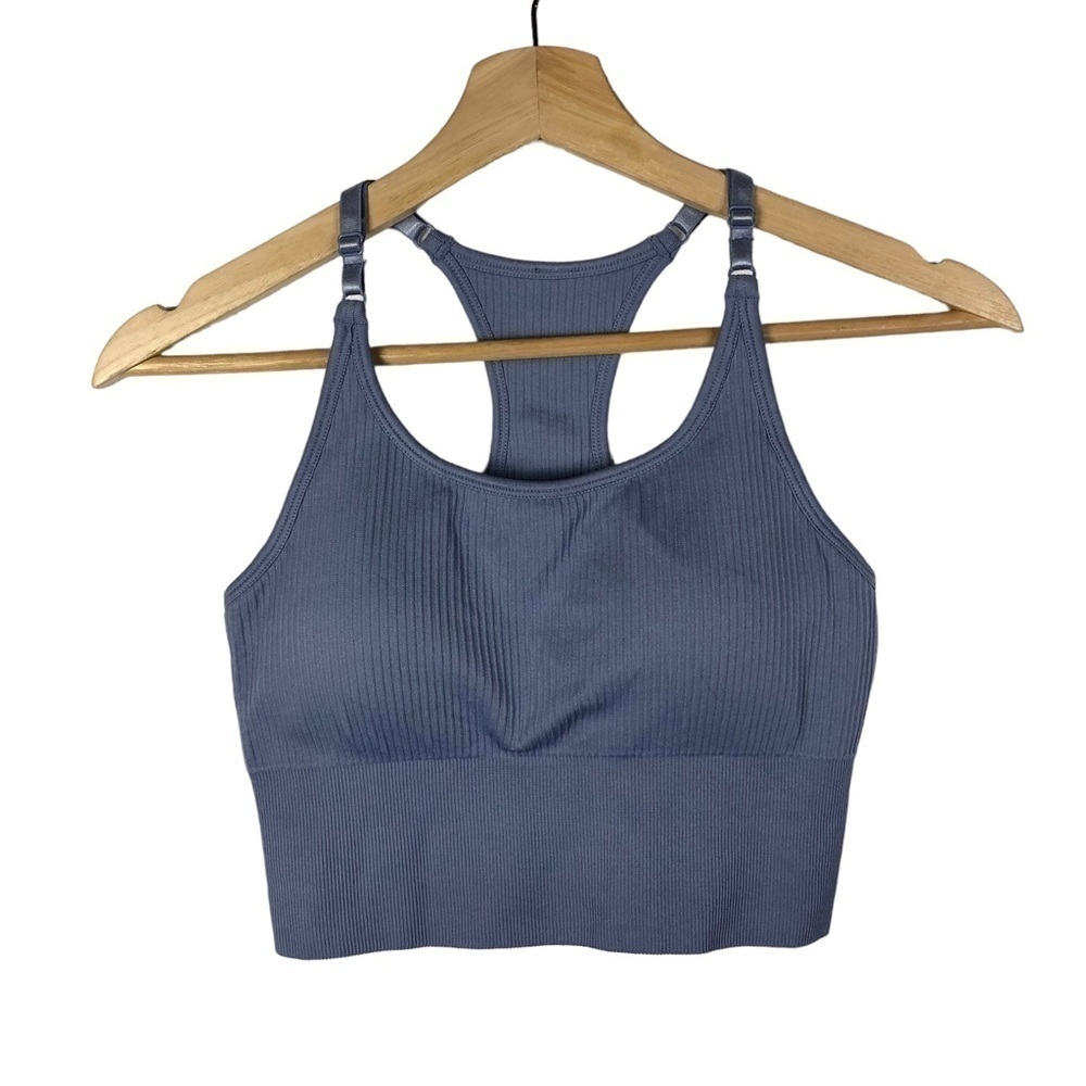 Balance Athletica Blue Seamless Padded Racerback Sports Bra S